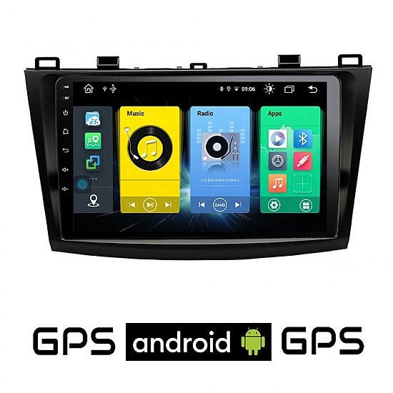 MAZDA 3 (2009 - 2015) Android οθόνη αυτοκίνητου με GPS WI-FI (ηχοσύστημα αφής 9 ιντσών OEM Youtube Playstore MP3 USB Radio Bluetooth Mirrorlink εργοστασιακή, 4x60W, AUX) MA301