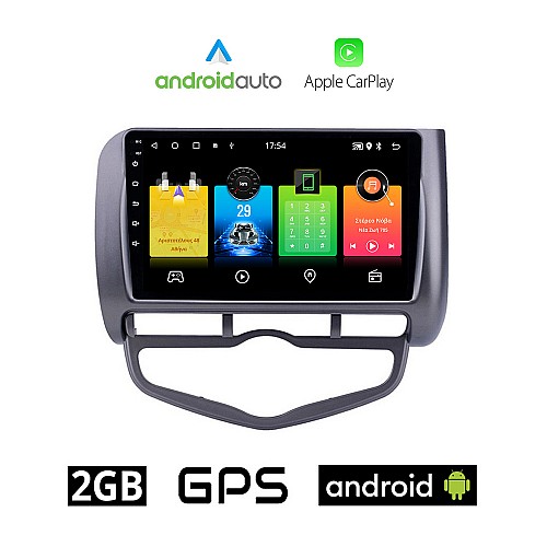 HONDA JAZZ (2002-2008) CLIMA Android οθόνη αυτοκίνητου 2GB με GPS WI-FI (ηχοσύστημα αφής 9" ιντσών OEM Android Auto Apple Carplay Youtube Playstore MP3 USB Radio Bluetooth Mirrorlink εργοστασιακή, 4x60W, AUX)
