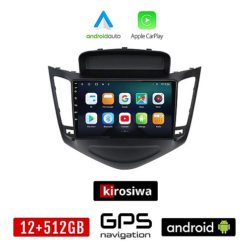 KIROSIWA CHEVROLET CRUZE 2008-2012 Android οθόνη αυτοκίνητου 12GB + 512GB με GPS WI-FI (ηχοσύστημα αφής 9" ιντσών OEM Android Auto Apple Carplay Youtube Playstore MP3 USB Radio Bluetooth Mirrorlink  εργοστασιακή, 4x60W, AUX)