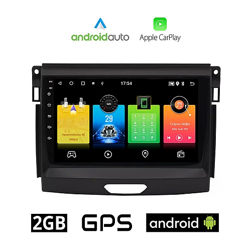 FORD RANGER μετά το 2018 Android οθόνη αυτοκίνητου 2GB με GPS WI-FI (ηχοσύστημα αφής 9" ιντσών OEM Android Auto Apple Carplay Youtube Playstore MP3 USB Radio Bluetooth Mirrorlink εργοστασιακή, 4x60W, AUX)