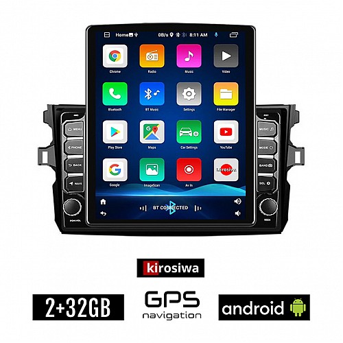 KIROSIWA TOYOTA COROLLA (2006 - 2012) Android οθόνη αυτοκίνητου 2GB με GPS WI-FI ( TOYOTA ηχοσύστημα αφής 9.7" ιντσών OEM Youtube Playstore MP3 USB Radio Bluetooth Mirrorlink  εργοστασιακή, 4 x 60W AUX)