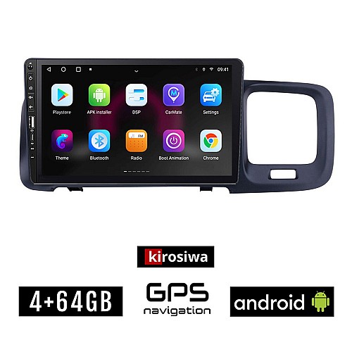 VOLVO S60 (2010 - 2018) Android οθόνη αυτοκίνητου 4GB με GPS WI-FI (ηχοσύστημα αφής 9" ιντσών OEM Youtube Playstore MP3 USB Radio Bluetooth Mirrorlink εργοστασιακή, 4x60W, Navi)