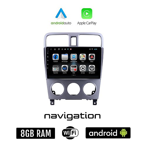 SUBARU FORESTER (2002-2008) Android οθόνη αυτοκίνητου 8GB + 128GB με GPS WI-FI (ηχοσύστημα αφής 9" ιντσών OEM Android Auto Apple Carplay Youtube Playstore MP3 USB Radio Bluetooth Mirrorlink εργοστασιακή, 4x60W)