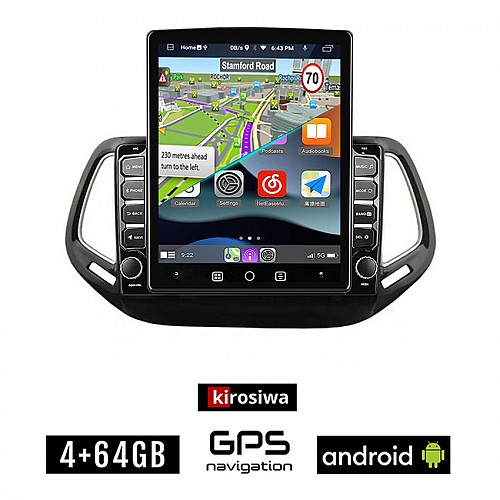 KIROSIWA JEEP COMPASS (μετά το 2017) Android οθόνη αυτοκίνητου 4GB με GPS WI-FI (ηχοσύστημα αφής 9.7" ιντσών OEM Youtube Playstore MP3 USB Radio 4+64GB Bluetooth Mirrorlink εργοστασιακή, 4x60W, AUX)