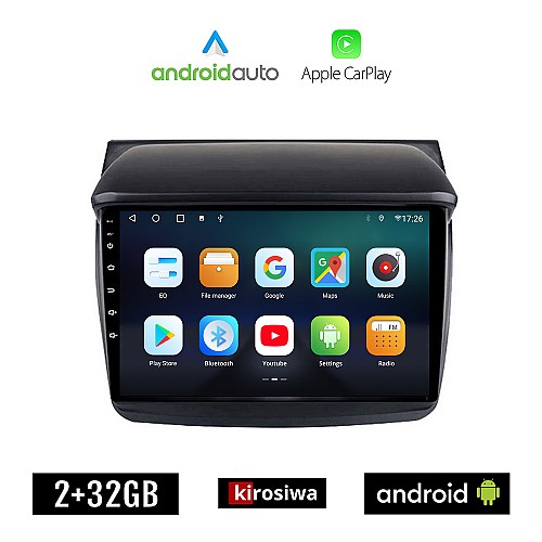 KIROSIWA MITSUBISHI L200 (2006-2015) Android οθόνη αυτοκίνητου 2GB με GPS WI-FI (ηχοσύστημα αφής 9" ιντσών OEM Android Auto Apple Carplay Youtube Playstore MP3 USB Radio Bluetooth Mirrorlink εργοστασιακή, 4x60W, AUX)