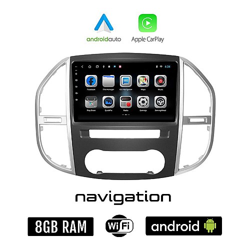 MERCEDES VITO (μετά το 2015) Android οθόνη αυτοκίνητου 8GB + 128GB με GPS WI-FI (ηχοσύστημα αφής 10" ιντσών OEM Android Auto Apple Carplay Youtube Playstore MP3 USB Radio Bluetooth Mirrorlink εργοστασιακή 4x60W Benz)