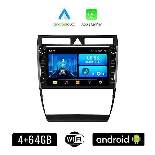 AUDI A6 (1998-2005) Android οθόνη αυτοκίνητου 4+64GB με GPS WI-FI (ηχοσύστημα αφής 8" ιντσών 4GB CarPlay Android Auto Car Play Youtube Playstore MP3 USB Radio Bluetooth Mirrorlink εργοστασιακή, 4x60W, Navi)