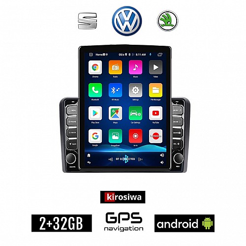 KIROSIWA VW SKODA SEAT Android (2GB) οθόνη αυτοκίνητου 9.7" GPS WI-FI (Playstore Youtube Golf V 5 6 Polo Passat Octavia Leon Volkswagen MP3 USB Radio ΟΕΜ Bluetooth ηχοσύστημα OEM Mirrorlink)