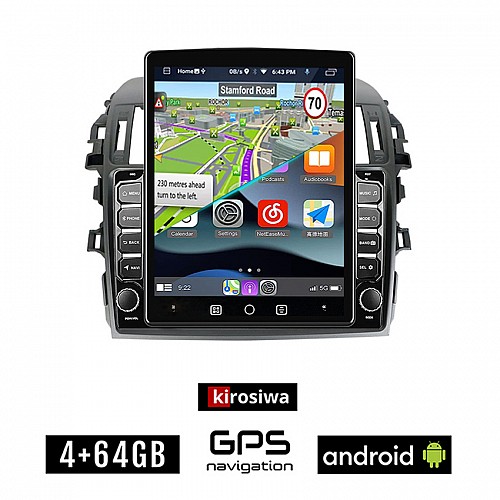 KIROSIWA TOYOTA COROLLA (2006 - 2012) Android οθόνη αυτοκίνητου 4GB με GPS WI-FI ( TOYOTA ηχοσύστημα αφής 9.7" ιντσών OEM Youtube Playstore MP3 USB Radio 4+64GB Bluetooth Mirrorlink  εργοστασιακή, 4 x 60W, AUX)