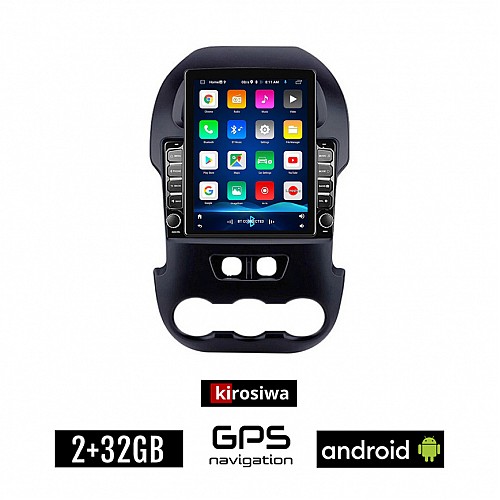 KIROSIWA FORD RANGER 2011-2015 Android οθόνη αυτοκίνητου 2GB με GPS WI-FI (ηχοσύστημα αφής 9.7" ιντσών OEM Youtube Playstore MP3 USB Radio Bluetooth Mirrorlink εργοστασιακή, 4x60W, AUX)