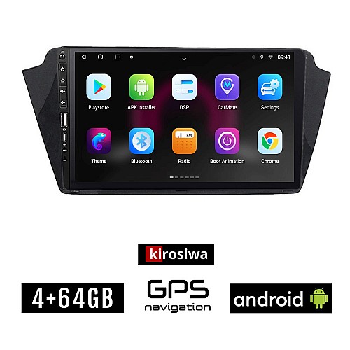 SKODA FABIA (μετά το 2015)  Android οθόνη αυτοκίνητου 4GB με GPS WI-FI (ηχοσύστημα αφής 9" ιντσών OEM Youtube Playstore MP3 USB Radio Bluetooth Mirrorlink εργοστασιακή, 4x60W, Navi)