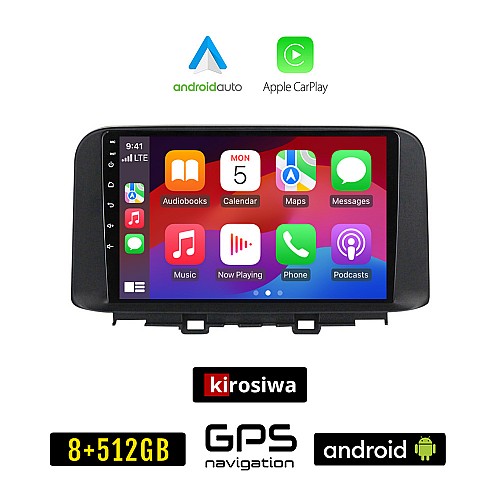 KIROSIWA HYUNDAI KONA (μετά το 2017) Android οθόνη αυτοκίνητου 8GB + 256GB με GPS WI-FI (ηχοσύστημα αφής 10" ιντσών OEM Android Auto Apple Carplay Youtube Playstore MP3 USB Radio Bluetooth Mirrorlink εργοστασιακή, 4x60W, AUX)