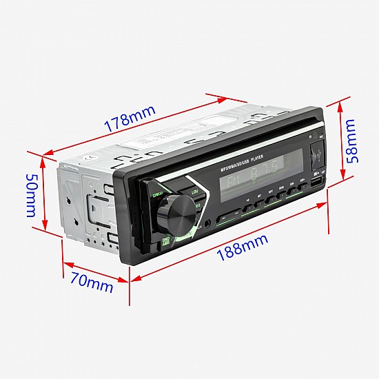 Radio USB με Bluetooth MP3 μικρόφωνο (1-DIN OEM universal ηχοσύστημα ραδιόφωνο αυτοκινήτου 1DIN radioUSB ράδιο SD Card microSD 4 x 60 Watt ανοιχτή ακρόαση 1 DIN 4x60W lcd ενισχυτής οθόνη) GR503