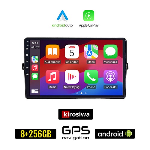 KIROSIWA TOYOTA AURIS (2007 - 2012) Android οθόνη αυτοκίνητου 8GB + 256GB με GPS WI-FI (ηχοσύστημα αφής 10" ιντσών Android Auto Apple Carplay Youtube Playstore MP3 USB Radio Bluetooth Mirrorlink εργοστασιακή, 4x60W)