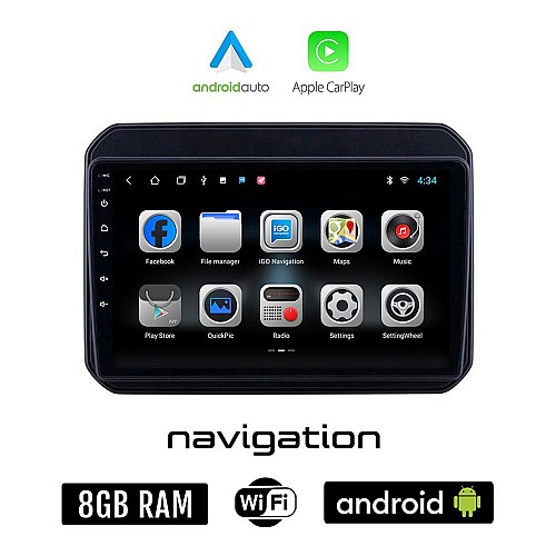 SUZUKI IGNIS (μετά το 2016) Android οθόνη αυτοκίνητου 8GB + 128GB με GPS WI-FI (ηχοσύστημα αφής 9" ιντσών OEM Android Auto Apple Carplay Youtube Playstore MP3 USB Radio Bluetooth Mirrorlink εργοστασιακή, 4x60W)
