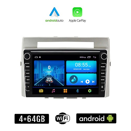 TOYOTA VERSO (2004 - 2009) Android οθόνη αυτοκίνητου 4+64GB με GPS WI-FI (ηχοσύστημα αφής 8" ιντσών 4GB CarPlay Android Auto Car Play Youtube Playstore MP3 USB Radio Bluetooth Mirrorlink εργοστασιακή, 4x60W, Navi)