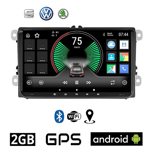 VW VOLKSWAGEN SKODA SEAT 2GB Android οθόνη 9" με GPS WI-FI Playstore Youtube (Passat Golf V 5 6 Polo Octavia Leon MP3 USB Video Radio ΟΕΜ Bluetooth ηχοσύστημα αυτοκίνητου OEM Mirrorlink) K-90075