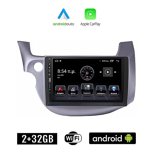 HONDA JAZZ (2008 - 2012) Android οθόνη αυτοκίνητου 2+32GB με GPS WI-FI (ηχοσύστημα αφής 9" ιντσών Apple CarPlay Android Auto 2GB Car Play Youtube Playstore MP3 USB Radio Bluetooth Mirrorlink εργοστασιακή, 4x60W, Navi)