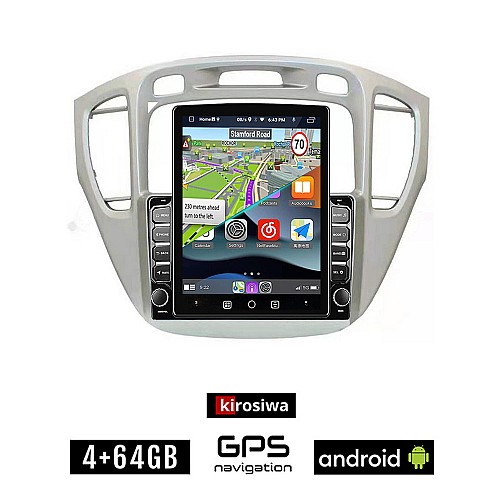 KIROSIWA TOYOTA HIGHLANDER (2002 - 2009) Android οθόνη αυτοκίνητου 4GB με GPS WI-FI (ηχοσύστημα αφής 9.7" ιντσών OEM Youtube Playstore MP3 USB Radio 4+64GB Bluetooth Mirrorlink εργοστασιακή 4x60W, AUX)