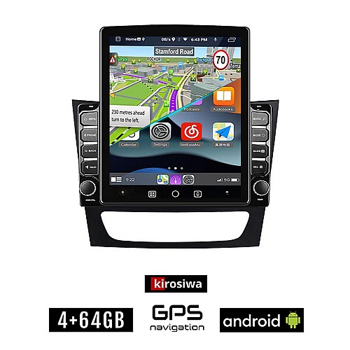 KIROSIWA MERCEDES CLS (W219) 2003-2010 Android οθόνη αυτοκίνητου 4GB με GPS WI-FI (ηχοσύστημα αφής 9.7" ιντσών OEM Youtube Playstore MP3 USB Radio 4+64GB Bluetooth Mirrorlink εργοστασιακή, 4x60W, BENZ)