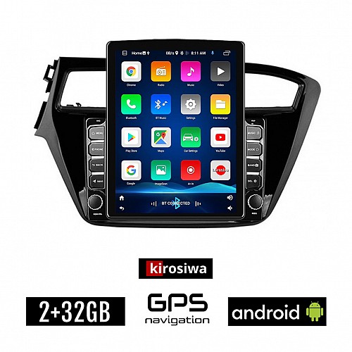 KIROSIWA HYUNDAI i20 (2014 - 2019) Android οθόνη αυτοκίνητου 2GB με GPS WI-FI (ηχοσύστημα αφής 9.7" ιντσών OEM Youtube Playstore MP3 USB Radio Bluetooth Mirrorlink εργοστασιακή, 4x60W, AUX)
