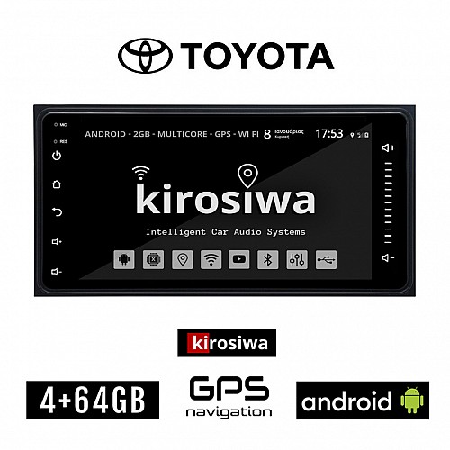KIROSIWA Toyota 4GB Android οθόνη αυτοκινήτου 7'' ιντσών (GPS Bluetooth Celica RAV4 Hilux Urban Cruiser RAV 4 IQ MR2 Prius Android Auto Apple Carplay WI-FI Youtube Playstore USB ραδιόφωνο 4+64GB ΟΕΜ εργοστασιακού τύπου 4x60W Mirrorlink)
