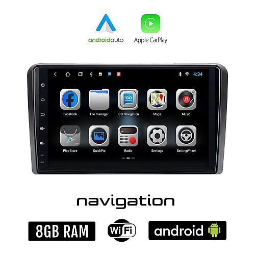PEUGEOT 308 (μετά το 2013) Android οθόνη αυτοκίνητου 8GB + 128GB με GPS WI-FI (ηχοσύστημα αφής 9" ιντσών OEM Android Auto Apple Carplay Youtube Playstore MP3 USB Radio Bluetooth Mirrorlink εργοστασιακή, 4x60W)