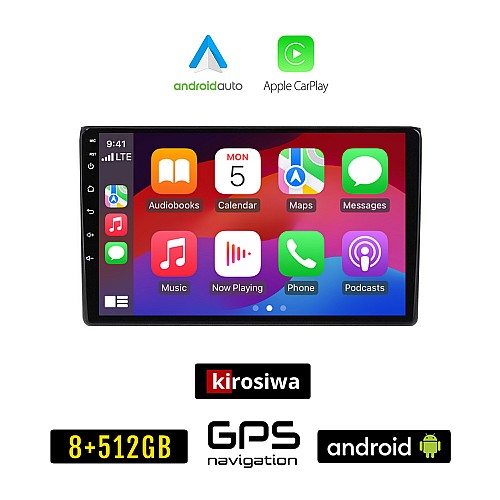 KIROSIWA AUDI A4 (2002-2008) Android οθόνη αυτοκίνητου 8GB + 256GB με GPS WI-FI (ηχοσύστημα αφής 9" ιντσών OEM Android Auto Apple Carplay Youtube Playstore MP3 USB Radio Bluetooth Mirrorlink εργοστασιακή, 4x60W, AUX)
