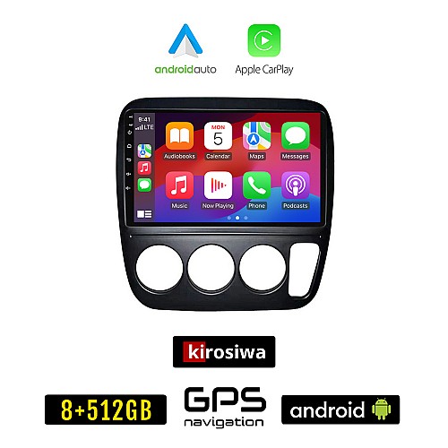 KIROSIWA HONDA CRV (1996-2006) A/C Android οθόνη αυτοκίνητου 8GB + 256GB με GPS WI-FI (ηχοσύστημα αφής 9" ιντσών OEM Android Auto Apple Carplay Youtube Playstore MP3 USB Radio Bluetooth Mirrorlink εργοστασιακή, 4x60W, AUX)