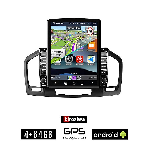 KIROSIWA OPEL INSIGNIA (2008 - 2013) Android οθόνη αυτοκίνητου 4GB με GPS WI-FI (ηχοσύστημα αφής 9.7" ιντσών OEM Youtube Playstore MP3 USB Radio 4+64GB Bluetooth Mirrorlink εργοστασιακή 4x60W, AUX)