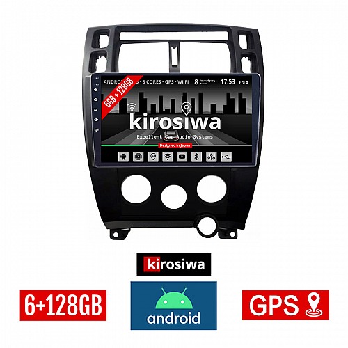 KIROSIWA 6+128GB HYUNDAI TUCSON (2004 - 2010) A/C Android οθόνη αυτοκίνητου 6GB με GPS WI-FI (ηχοσύστημα αφής 10" ιντσών OEM Youtube Playstore MP3 USB Radio Bluetooth Mirrorlink DSP Apple Carplay Android Auto 4G SIM card 4x60W μαύρο)