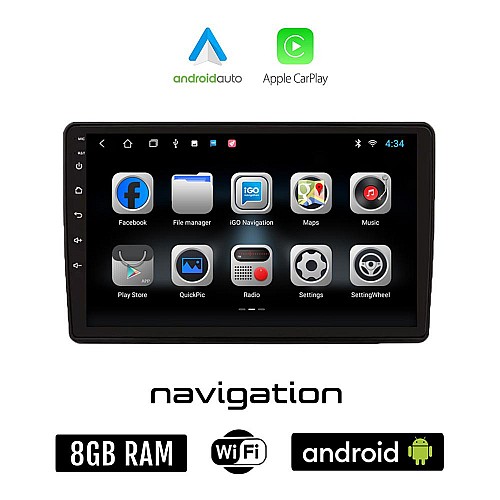 FIAT DUCATO (2006-2011) Android οθόνη αυτοκίνητου 8GB + 128GB με GPS WI-FI (ηχοσύστημα αφής 9" ιντσών OEM Android Auto Apple Carplay Youtube Playstore MP3 USB Radio Bluetooth Mirrorlink εργοστασιακή, 4x60W)