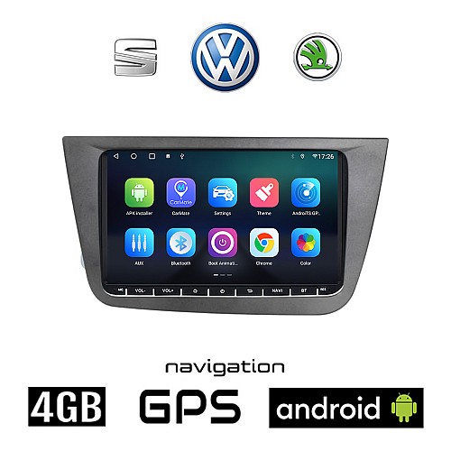 SEAT TOLEDO (2004-2009) Android 9" ιντσών οθόνη αυτοκίνητου 4GB με GPS WI-FI (ηχοσύστημα αφής Apple Carplay Android Auto OEM Youtube Playstore MP3 USB Radio Bluetooth Mirrorlink εργοστασιακή, 4x60W, ασημί)