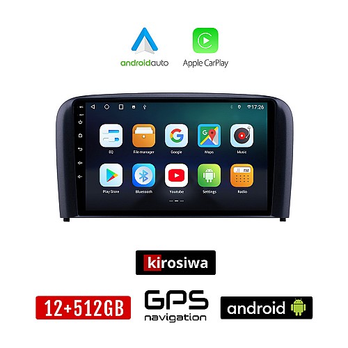 KIROSIWA VOLVO S80 (2001-2006) Android οθόνη αυτοκίνητου 12GB + 512GB με GPS WI-FI (ηχοσύστημα αφής 9" ιντσών OEM Android Auto Apple Carplay Youtube Playstore MP3 USB Radio Bluetooth Mirrorlink  εργοστασιακή, 4x60W, AUX)