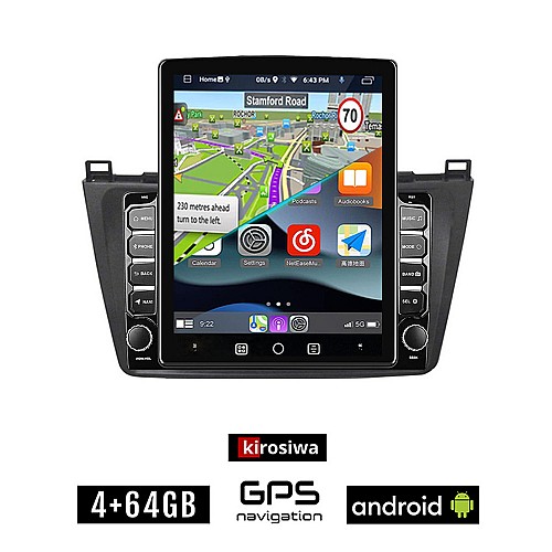 KIROSIWA MAZDA 6 (μετά το 2008) Android οθόνη αυτοκίνητου 4GB με GPS WI-FI (ηχοσύστημα αφής 9.7" ιντσών OEM Youtube Playstore MP3 USB Radio 4+64GB Bluetooth Mirrorlink εργοστασιακή, 4x60W, AUX)
