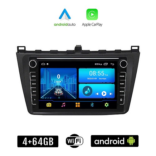 MAZDA 6 (μετά το 2008) Android οθόνη αυτοκίνητου 4+64GB με GPS WI-FI (ηχοσύστημα αφής 8" ιντσών 4GB CarPlay Android Auto Car Play Youtube Playstore MP3 USB Radio Bluetooth Mirrorlink εργοστασιακή, 4x60W, Navi)