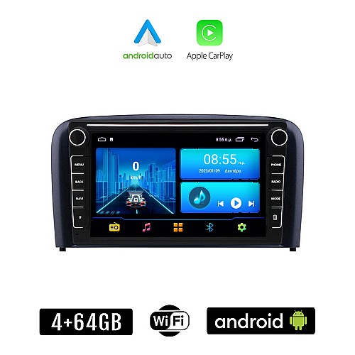 VOLVO S80 (2001-2006) Android οθόνη αυτοκίνητου 4+64GB με GPS WI-FI (ηχοσύστημα αφής 8" ιντσών 4GB CarPlay Android Auto Car Play Youtube Playstore MP3 USB Radio Bluetooth Mirrorlink  εργοστασιακή, 4x60W, Navi)