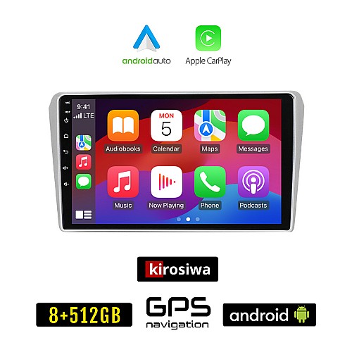 KIROSIWA TOYOTA AVENSIS (2003 - 2008) Android οθόνη αυτοκίνητου 8GB + 256GB με GPS WI-FI (ηχοσύστημα αφής 9" ιντσών OEM Android Auto Apple Carplay Youtube Playstore MP3 USB Radio Bluetooth Mirrorlink εργοστασιακή, AUX, 4x60W)