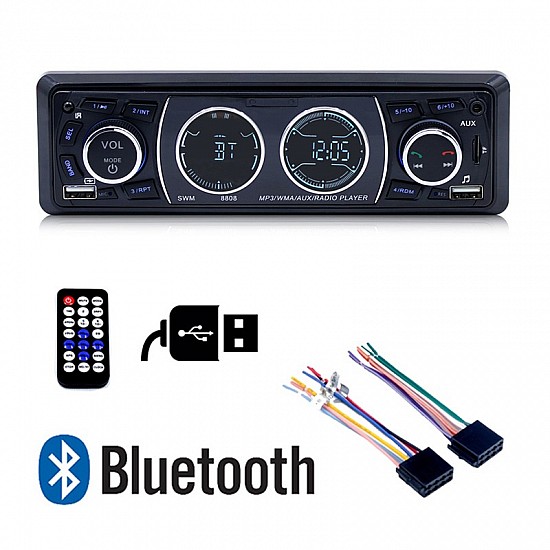 Radio-USB αυτοκινήτου με Bluetooth USB (microSD AUX radio USB SD Card TF ανοιχτή ακρόαση 1-DIN MP3 1DIN ηχοσύστημα SDcard radioUSB 4x60W ράδιο FM 1DIN oem universal) SWM-8809