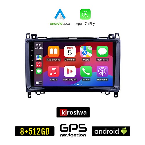 KIROSIWA MERCEDES A W169 (2004-2012) Android οθόνη αυτοκίνητου 8GB + 256GB με GPS WI-FI (ηχοσύστημα αφής 9" ιντσών OEM Android Auto Apple Carplay Youtube Playstore MP3 USB Bluetooth εργοστασιακή, 4x60W, Benz)