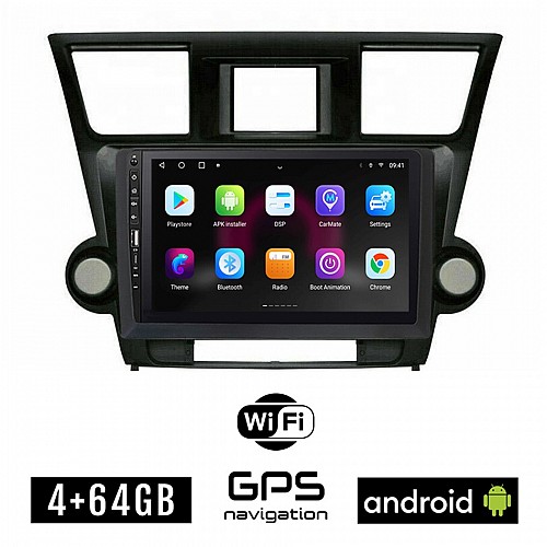 TOYOTA HIGHLANDER 2008-2015 Android οθόνη αυτοκίνητου 4GB με GPS WI-FI (ηχοσύστημα αφής 9" ιντσών OEM Youtube Playstore MP3 USB Radio Bluetooth Mirrorlink εργοστασιακή, 4x60W)