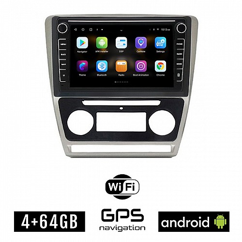SKODA OCTAVIA 5 (2005 - 2012) Android οθόνη αυτοκίνητου 4GB με GPS WI-FI (Mk2 ηχοσύστημα αφής 8" ιντσών OEM Youtube Playstore MP3 USB Radio Bluetooth Mirrorlink εργοστασιακή, 4x60W, ασημί)