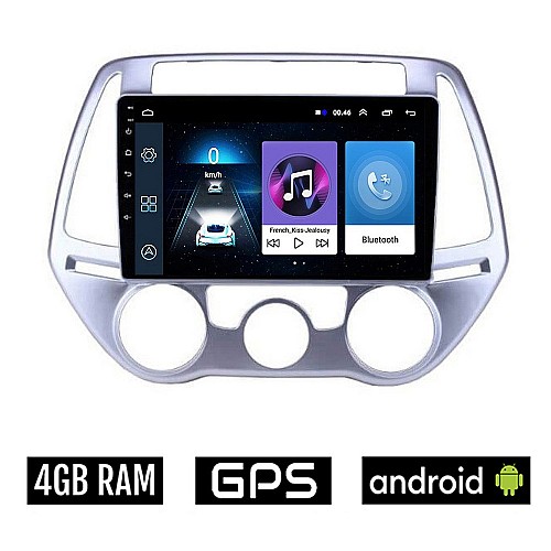 HYUNDAI i20 (2008 - 2013) *με χειροκινητο κλιματισμό Android οθόνη αυτοκίνητου 4GB με GPS WI-FI (ηχοσύστημα αφής 9" ιντσών OEM Youtube Playstore MP3 USB Radio Bluetooth εργοστασιακή 4x60W)