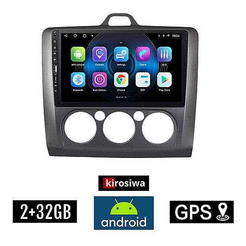 FORD FOCUS (2005 - 2011) *Με χειροκίνητο κλιματισμό Android οθόνη αυτοκίνητου 2GB με GPS WI-FI (ηχοσύστημα αφής 9" ιντσών Youtube Playstore MP3 USB Radio Bluetooth Mirrorlink εργοστασιακή, 4x60W, Navi, grey, γκρί)
