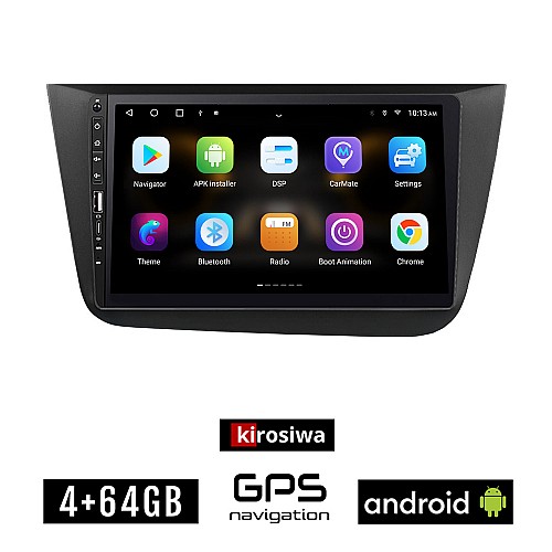 SEAT TOLEDO (2004-2009) Android οθόνη αυτοκίνητου 4GB με GPS WI-FI (ηχοσύστημα αφής 9" ιντσών OEM Youtube Playstore MP3 USB Radio Bluetooth Mirrorlink εργοστασιακή, 4x60W, Navi, μαύρο)