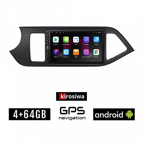 KIA PICANTO (2011 - 2017) Android οθόνη αυτοκίνητου 4GB με GPS WI-FI (ηχοσύστημα αφής 9" ιντσών OEM Youtube Playstore MP3 USB Radio Bluetooth Mirrorlink εργοστασιακή, 4x60W, Navi)
