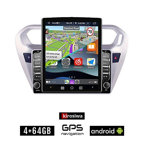 KIROSIWA CITROEN ELYSEE (μετά το 2012) Android οθόνη αυτοκίνητου 4GB με GPS WI-FI (ηχοσύστημα αφής 9.7" ιντσών OEM Youtube Playstore MP3 USB Radio 4+64GB Bluetooth Mirrorlink εργοστασιακή, 4x60W, AUX)