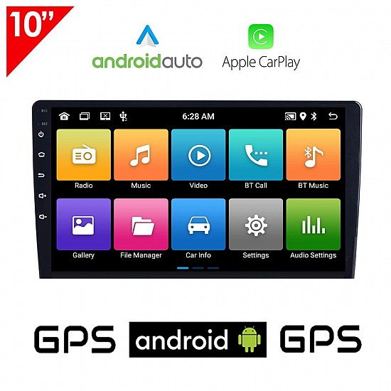 Android οθόνη αφής 10 ιντσών με GPS (2-DIN, αυτοκινήτου, Youtube, WI-FI, ηχοσύστημα, Android Auto, Apple Carplay, internet, USB, 2DIN, MP3, MP5, 4x60W, Bluetooth, 2 DIN, Mirrorlink)