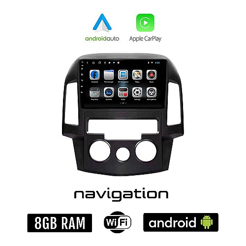 HYUNDAI i30 (2007 - 2012) Android οθόνη αυτοκίνητου 8GB + 128GB με GPS WI-FI (ηχοσύστημα αφής 9" ιντσών OEM Android Auto Apple Carplay Youtube Playstore MP3 USB Radio Bluetooth Mirrorlink εργοστασιακή, 4x60W)