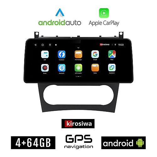 KIROSIWA MERCEDES C (W203) - CLC (2004-2008) Android οθόνη αυτοκίνητου 4GB (+64GB) με GPS WI-FI (ηχοσύστημα αφής 12.3" ιντσών OEM Android Auto Apple Carplay Youtube Playstore MP3 USB Radio Bluetooth Mirrorlink εργοστασιακή, 4x60W, Benz)